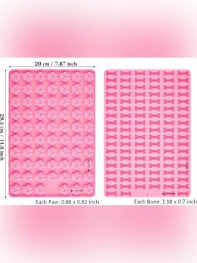 Amazon Pink Silicone Dog Treat Mold Tray - Paw & Bone Shapes Nonstick